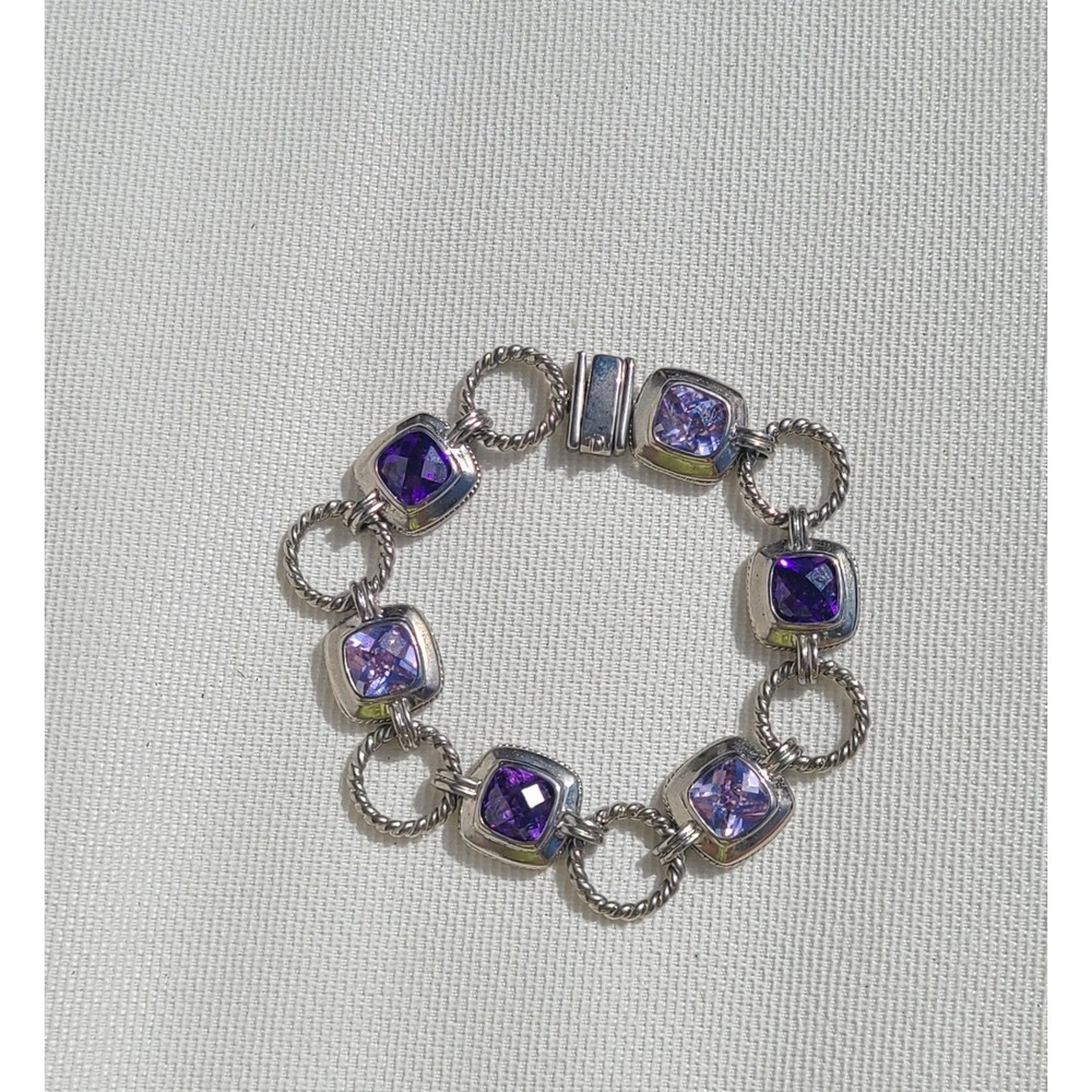 Sterling Silver Plated Purple Link Bracelet